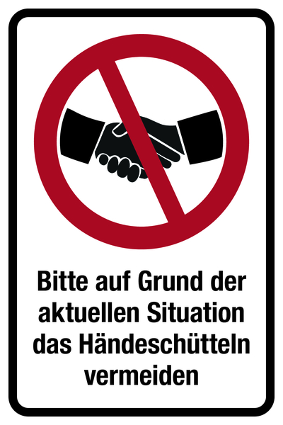 Hinweisschild, Händeschütteln vermeiden, Folie, 150 x 100 mm
