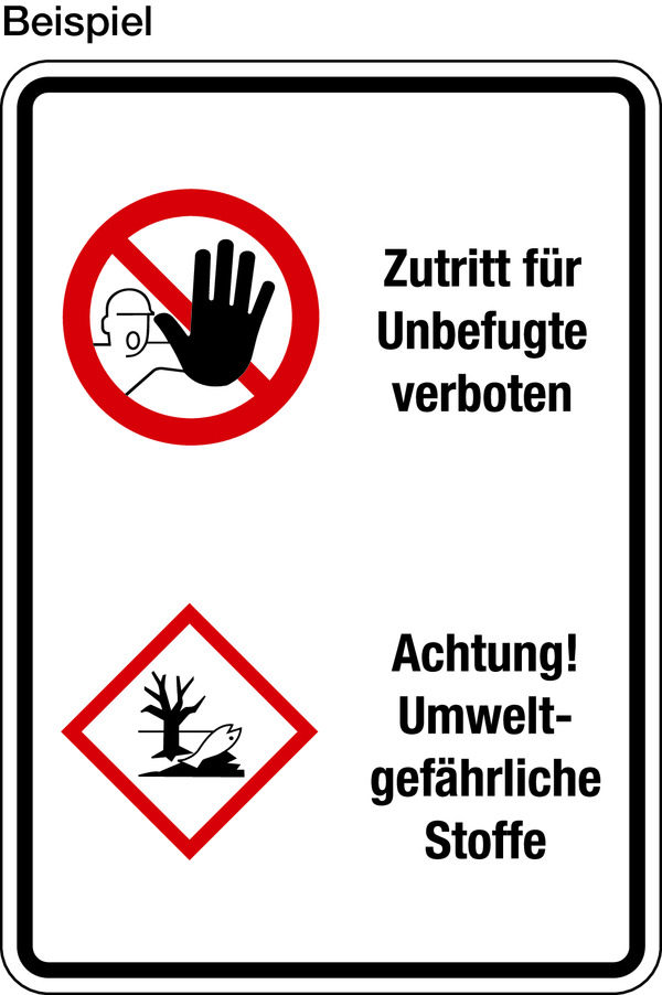 Folienschild selbstklebend, Farben, Text und Logo nach Wunsch - Hochformat