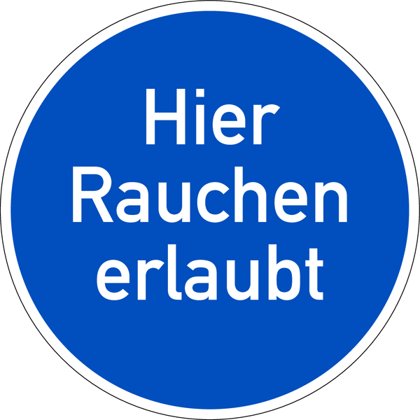 Gebotsschild, Hier Rauchen erlaubt - praxisbewährt