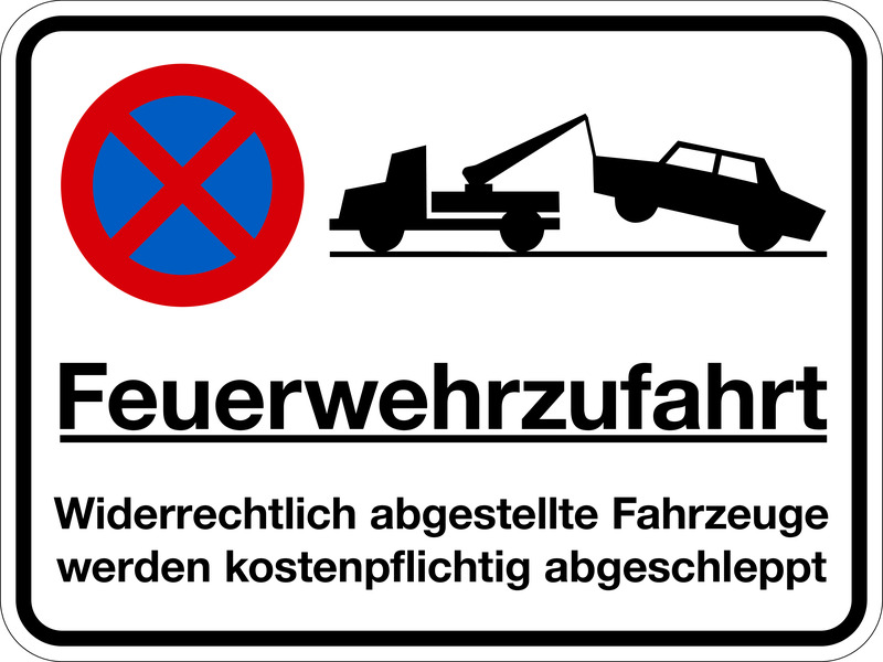 Parkverbotsschild, Feuerwehrzufahrt Widerrechtlich abgestellte..., 300 x400 mm, Aluverbund Parkverbotsschild, Feuerwehrzufahrt Widerrechtlich abgestellte..., 300 x400 mm, Aluverbund