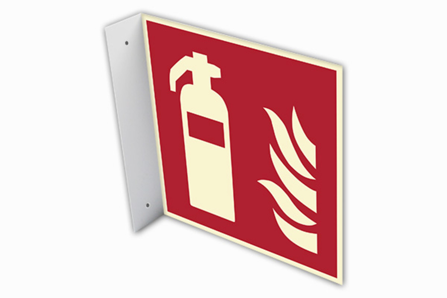 Brandschutzzeichen, Feuerlöscher F001, Fahnenschild - ASR A1.3 (DIN EN ISO 7010) Brandschutzzeichen, Feuerlöscher F001, Fahnenschild - ASR A1.3 (DIN EN ISO 7010)
