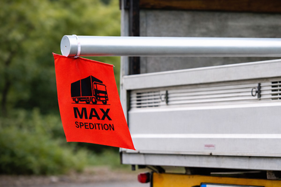 Warnflagge, rot 1-farbig, einseitig bedruckt, 300x300mm, Polyethylen - Bund = 250 Stk.