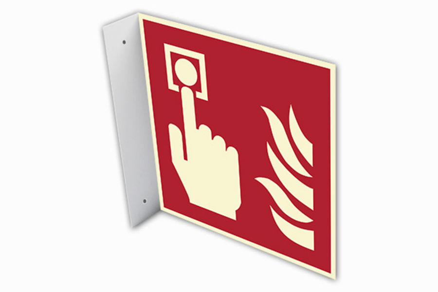 Brandschutzzeichen, Brandmelder F005 Fahnenschild - ASR A1.3 (DIN EN ISO 7010) Brandschutzzeichen, Brandmelder F005 Fahnenschild - ASR A1.3 (DIN EN ISO 7010)