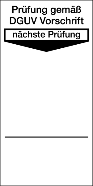 Grundplakette, Prüfung gemäß DGUV Vorschrift, Folie, 80 x 40 mm - Bund = 50 Stk.