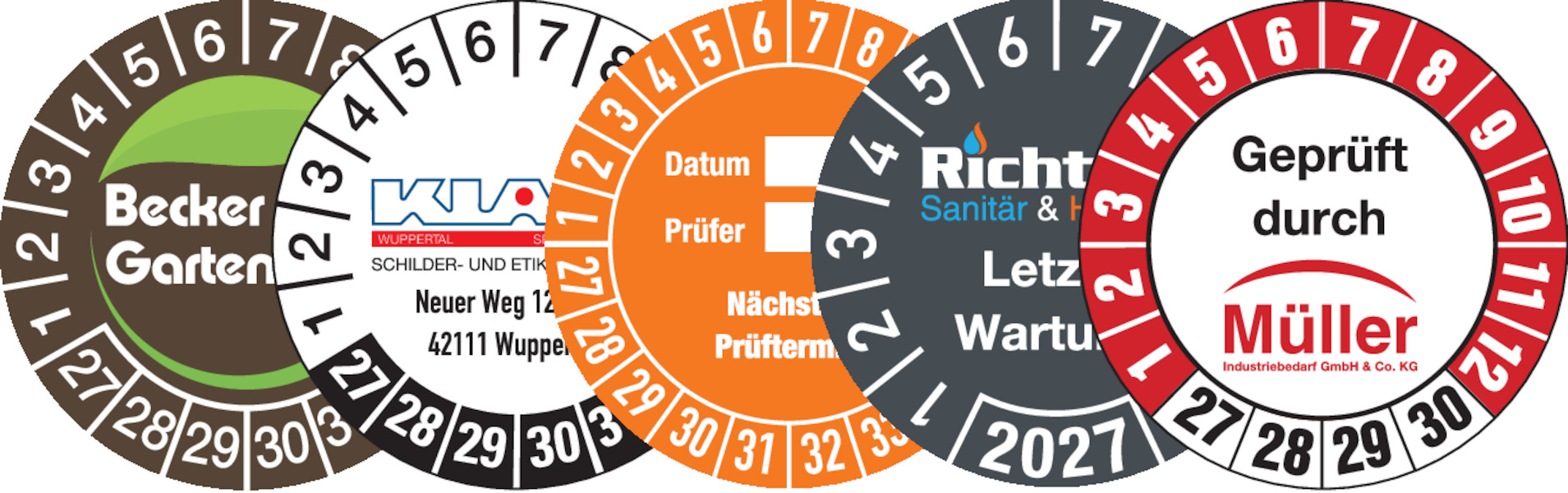 Prüfplakette, individuelle Gestaltung im Schildergenerator Ø 30mm - Bogen = 10 Stk. Prüfplakette, individuelle Gestaltung im Schildergenerator Ø 30mm - Bogen = 10 Stk.
