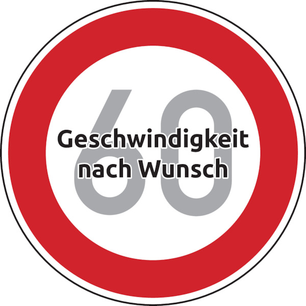 Verkehrszeichen - Zulässige Höchstgeschwindigkeit, Zeichen 274 - Zahl nach Wunsch