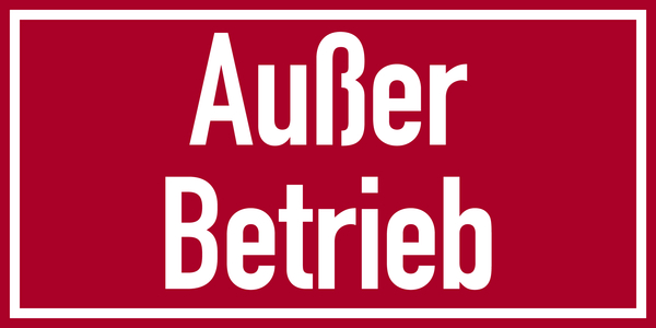 Hinweisschild, Außer Betrieb, 100 x 200 mm, Magnetfolie