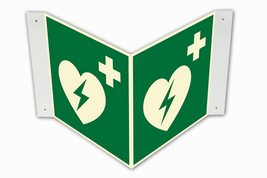 Rettungszeichen, Defibrillator E010 Winkel-/Nasenschild - ASR A1.3 (DIN EN ISO 7010) Rettungszeichen, Defibrillator E010 Winkel-/Nasenschild - ASR A1.3 (DIN EN ISO 7010)