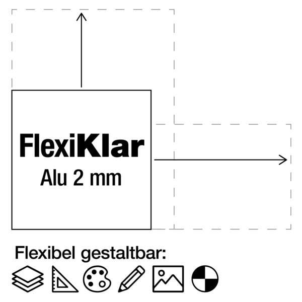 FlexiKlar Alu 2mm - Größe und Aufdruck nach Wunsch