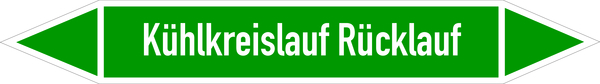 Rohrleitungsetikett, Kühlkreislauf Rücklauf