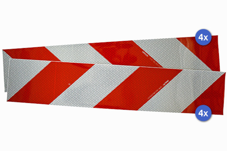 Folie, Orafol ORALITE Container Warnmarkierung, 5951M, rot/weiß, 141x705mm, RA2