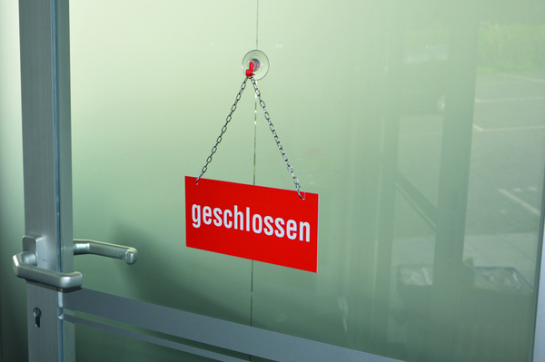 Doppelseitiges Türschild, geöffnet/geschlossen, 100 x 200 mm