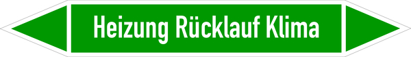 Rohrleitungsetikett, Heizung Rücklauf Klima