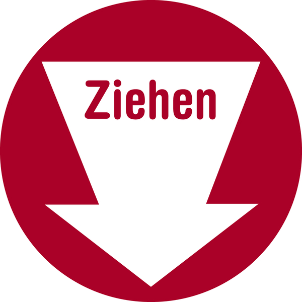 Türschild, Ziehen, rot, langnachleuchtend, Ø 100 mm
