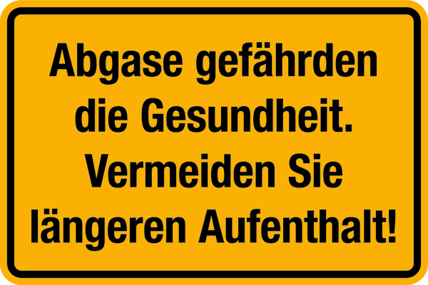 Hinweisschild, Abgase gefährden die Gesundheit, 200 x 300 mm, Kunststoff
