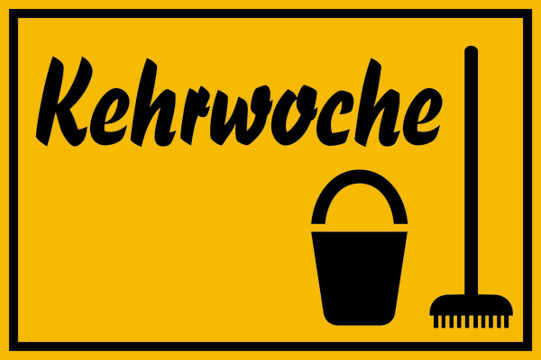 Hinweisschild, Kehrwoche, 200x300mm, Kunststoff