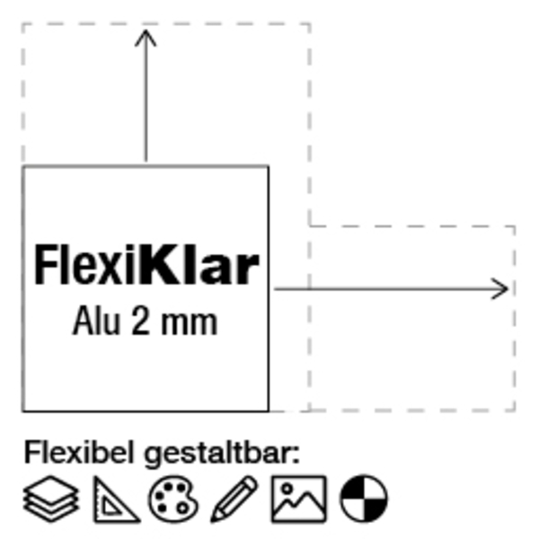 FlexiKlar Alu 2mm - Größe und Aufdruck nach Wunsch