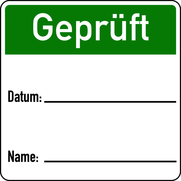 Papieretikett, Geprüft, 40 x 40 mm - auf Rolle