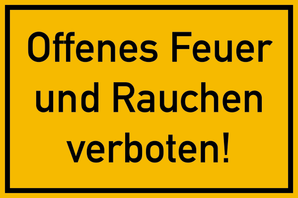 Hinweisschild, Offenes Feuer und Rauchen verboten!, 200x300mm, Kunststoff