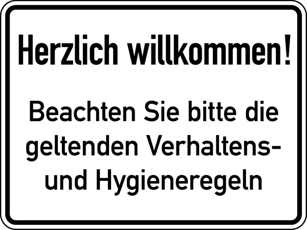 Hinweisschild, doppelseitig, Herzlich willkommen! Schön, dass Sie bei uns waren, 150 x 200 mm, Folie