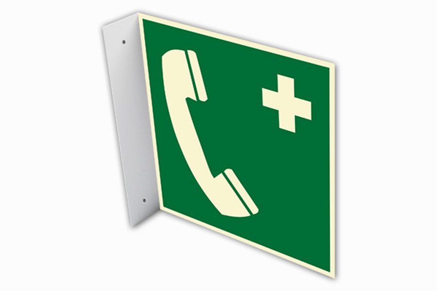 Rettungszeichen, Notruftelefon E004 Fahnenschild - ASR A1.3 (DIN EN ISO 7010)