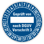 Pruefplakette mit Beschriftungsfeld