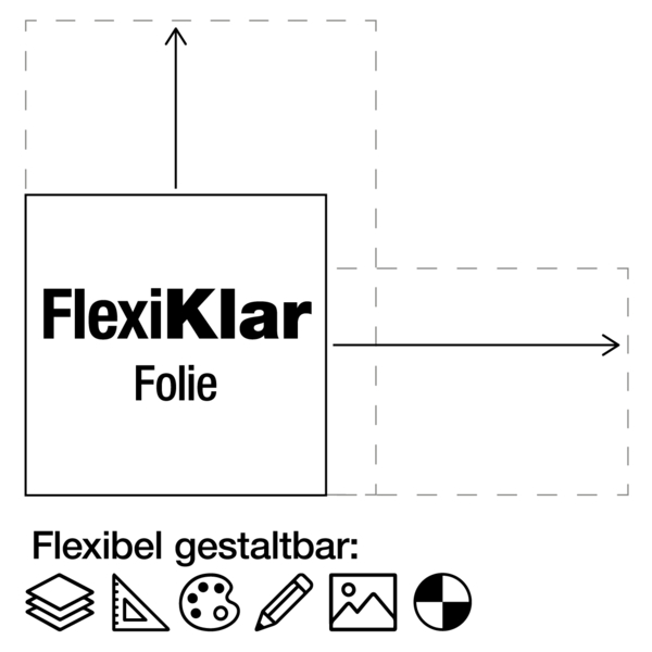 FlexiKlar Folie selbstklebend - Größe und Aufdruck nach Wunsch
