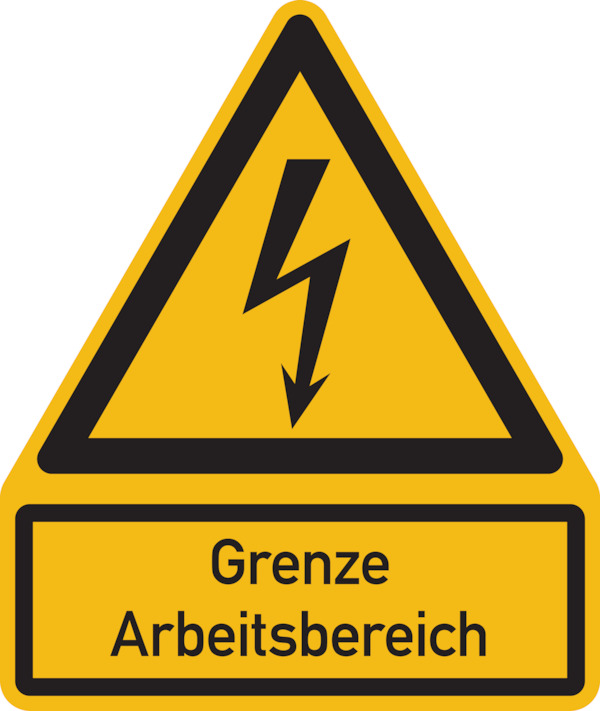 Kombi-Warnschild, Grenze Arbeitsbereich, W012, 237 x 200 mm Kombi-Warnschild, Grenze Arbeitsbereich, W012, 237 x 200 mm