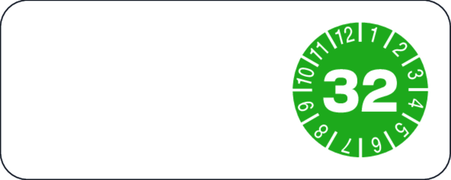 Kabelprüfplakette, Prüfplakette in Jahresfarben, Folie, 20 x 50 mm - Bogen = 5 Plaketten