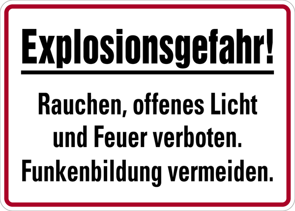 Hinweisschild, Explosionsgefahr!, 250 x 350 mm, Aluminium geprägt