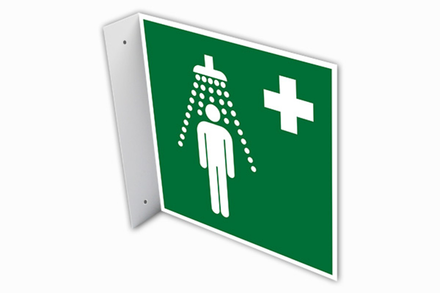 Rettungszeichen, Notdusche E012 Fahnenschild - ASR A1.3 (DIN EN ISO 7010)