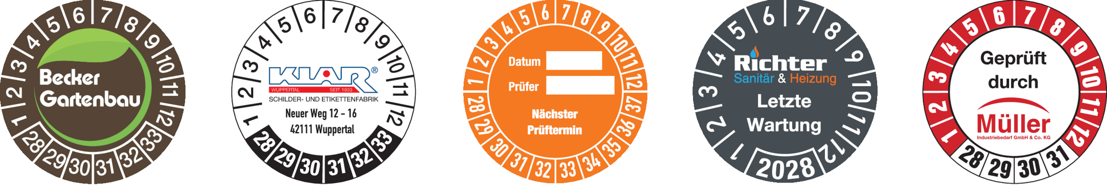 Prüfplakette, individuelle Gestaltung im Schildergenerator Ø 30mm - Bogen = 10 Stk.
