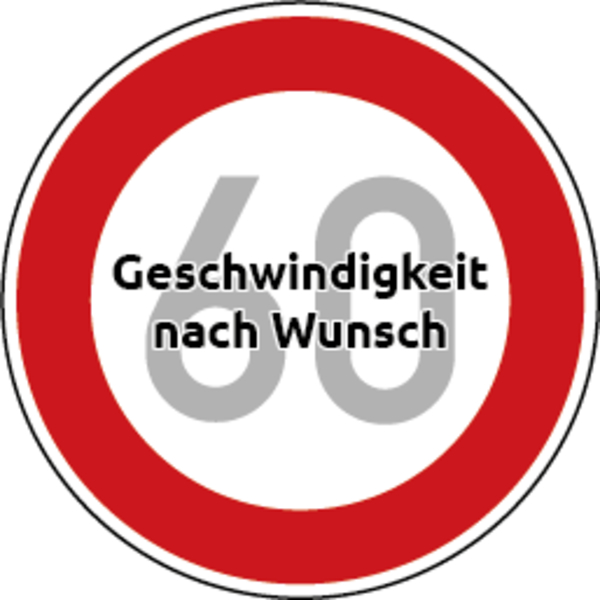 Verkehrszeichen - Zulässige Höchstgeschwindigkeit, Zeichen 274 - Zahl nach Wunsch