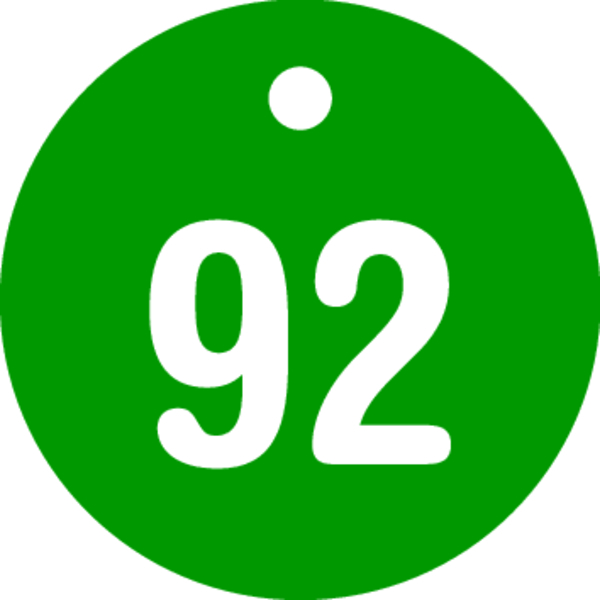 Kennzeichnungsmarken, Kunststoff farbig, fortlaufend nummeriert (1-100), Ø 30 mm - Beutel = 100 Stk.