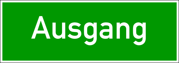 Rettungszeichen, Wortschild Ausgang