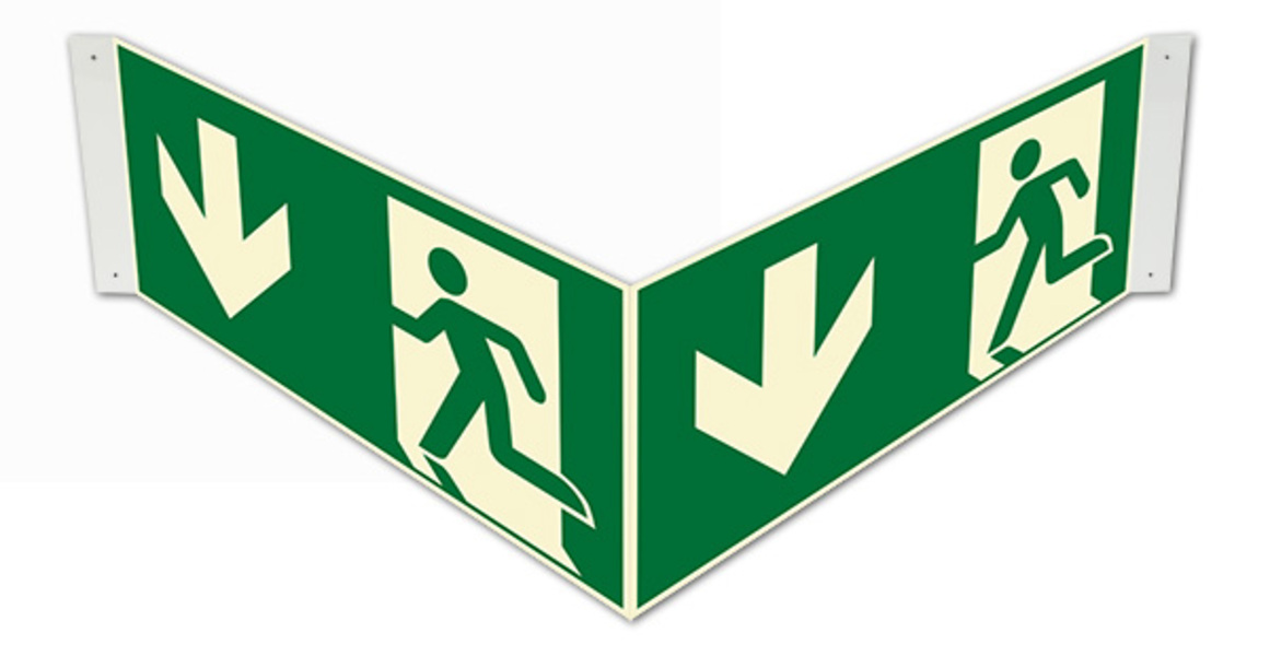 Rettungszeichen, Notausgang Winkel-/Nasenschild - ASR A1.3 (DIN EN ISO 7010) Rettungszeichen, Notausgang Winkel-/Nasenschild - ASR A1.3 (DIN EN ISO 7010)