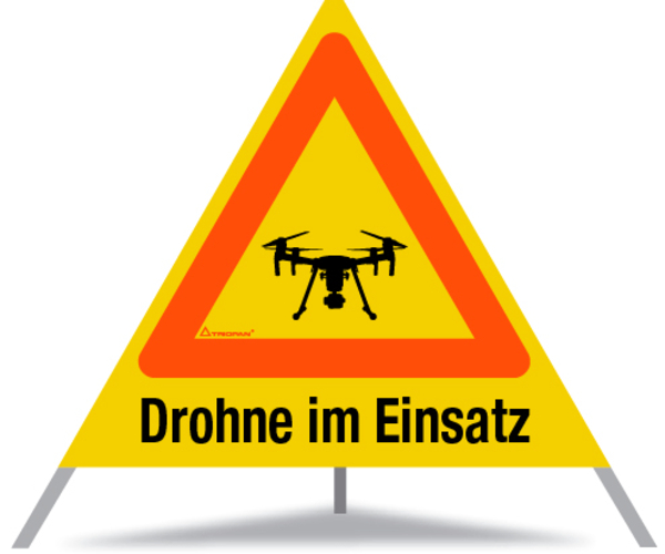 Faltsignale, fluoreszierend, Drohne im Einsatz