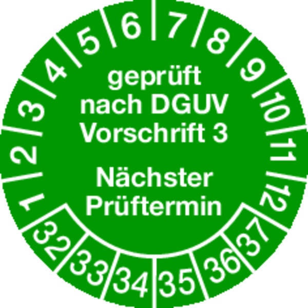 Prüfplakette, DGUV Vorschrift 3 Nächster Prüftermin, Jahresfarben, Ø20mm, Folie - Bogen = 10 Stück 122032_ef.jpg