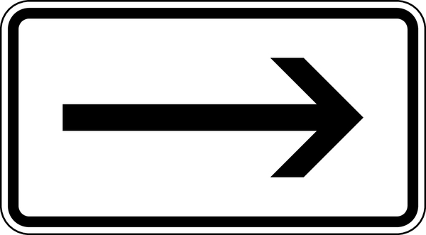 Verkehrszusatzzeichen, Pfeil rechtsweisend, Zeichen 1000-20, 231 x 420 mm, Aluminium, RA1
