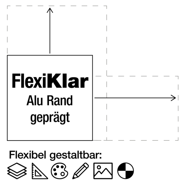 FlexiKlar, Aluverbund - Größe und Aufdruck nach Wunsch