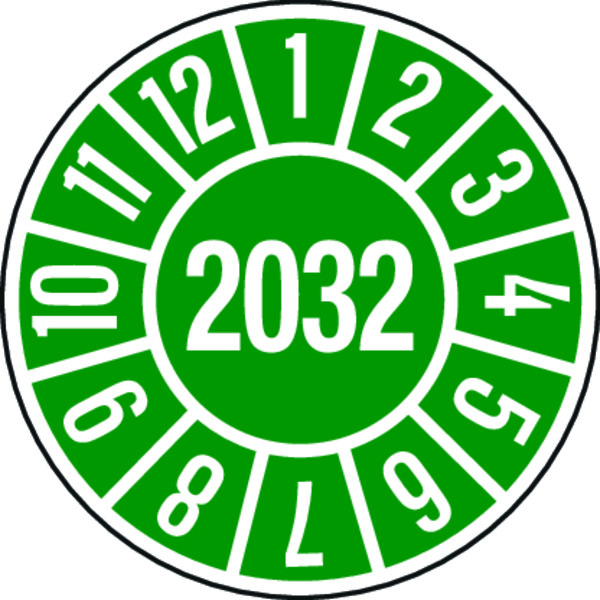 Jahresprüfplaketten, Jahresfarben, Ø 35mm - Bogen = 10 Plaketten