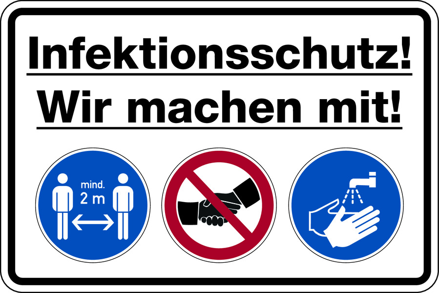 Hygieneschild, Infektionsschutz! Wir machen mit! Hygieneschild, Infektionsschutz! Wir machen mit!
