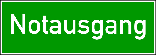 Rettungszeichen, Wortschild Notausgang, praxisbewährt
