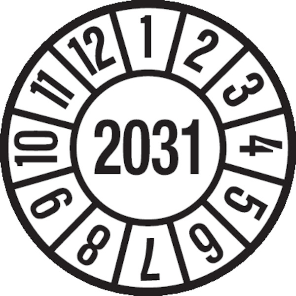 Jahresprüfplaketten, Jahresfarben, Ø 35mm - Bogen = 10 Plaketten