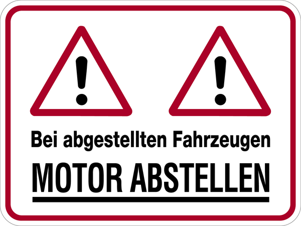 Hinweisschild, Motor abstellen, 300x400mm, Alu geprägt
