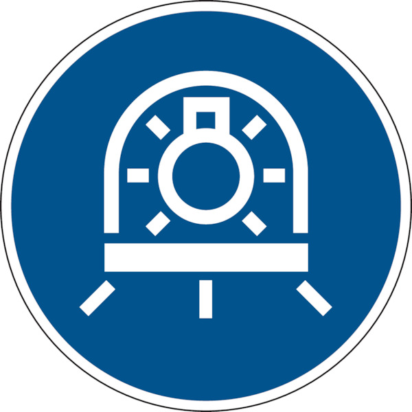 Gebotsschild, Lampe in Leuchte mit Abschirmung verwenden, M070 - ASR A1.3 (DIN EN ISO 7010)