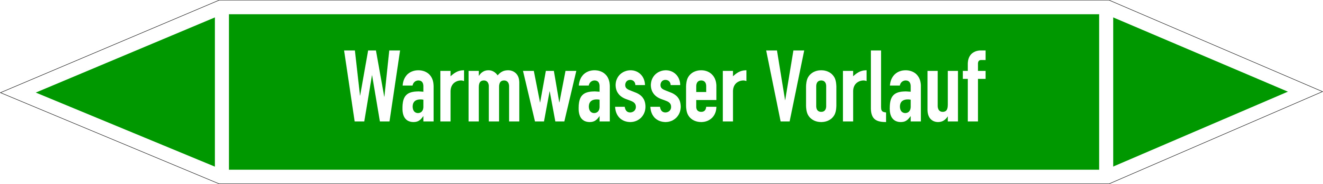 Rohrleitungsetikett, Warmwasser Vorlauf Rohrleitungsetikett, Warmwasser Vorlauf