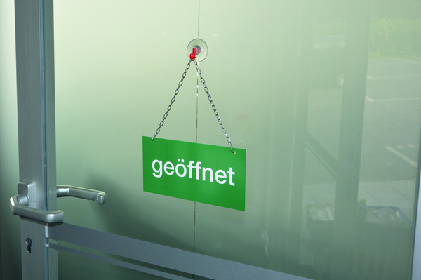 Doppelseitiges Türschild, geöffnet/geschlossen, 100 x 200 mm