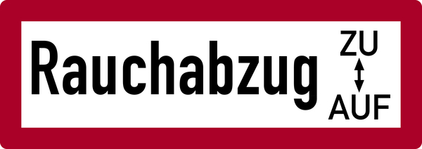 Feuerwehrschild, Rauchabzug ZU/AUF - DIN 4066
