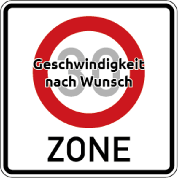 Verkehrszeichen - Beginn einer Zone mit zulässiger Höchstgeschwindigkeit, Zeichen 274.1